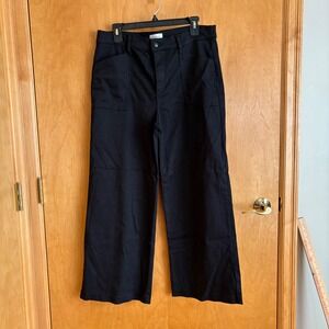 EVEREVE Black Wide Leg Crop Pants Women's Size 32 Cropped Wide Leg Trousers